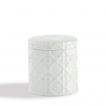 Rattan Cotton Jar - White